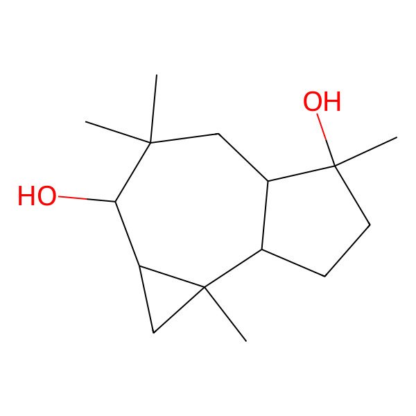 2D Structure of (1aS,2R,4aS,5R,7aR,7bR)-3,3,5,7b-tetramethyl-1,1a,2,4,4a,6,7,7a-octahydrocyclopropa[e]azulene-2,5-diol