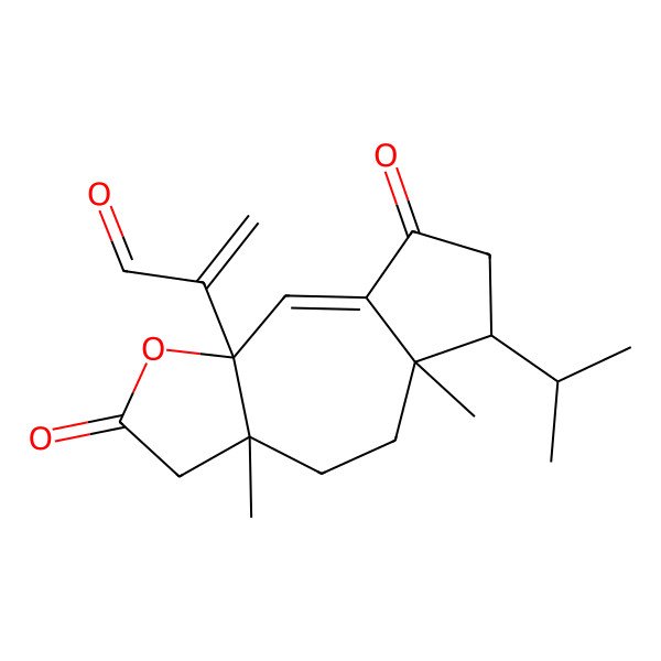 2D Structure of 2-(3a,5a-dimethyl-2,8-dioxo-6-propan-2-yl-4,5,6,7-tetrahydro-3H-azuleno[5,6-b]furan-9a-yl)prop-2-enal