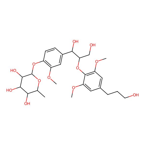2D Structure of (2S,3R,4R,5R,6S)-2-[4-[(1R,2S)-1,3-dihydroxy-2-[4-(3-hydroxypropyl)-2,6-dimethoxyphenoxy]propyl]-2-methoxyphenoxy]-6-methyloxane-3,4,5-triol