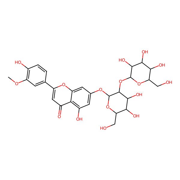 2D Structure of 7-[(2S,4S,5S,6R)-4,5-dihydroxy-6-(hydroxymethyl)-3-[(2S,3R,4R,5S,6R)-3,4,5-trihydroxy-6-(hydroxymethyl)oxan-2-yl]oxyoxan-2-yl]oxy-5-hydroxy-2-(4-hydroxy-3-methoxyphenyl)chromen-4-one