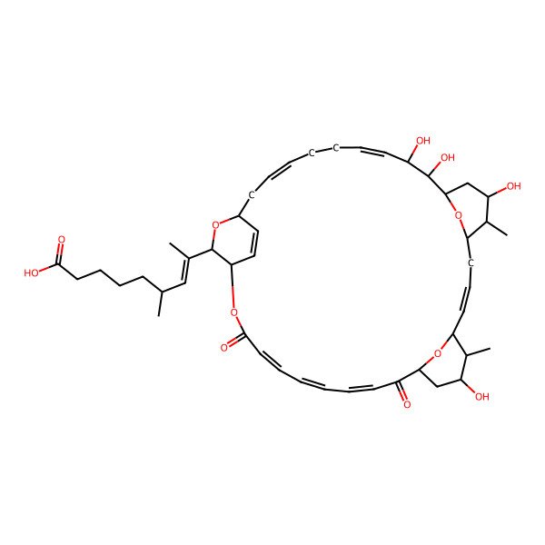 2D Structure of 6-Methyl-8-(13,21,24,25-tetrahydroxy-14,20-dimethyl-3,10-dioxo-2,34,38,39-tetraoxatetracyclo[31.2.2.111,15.119,23]nonatriaconta-4,6,8,16,26,30,36-heptaen-35-yl)non-7-enoic acid