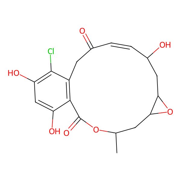 2D Structure of (4R,6R,8R,10S,11Z)-16-chloro-10,17,19-trihydroxy-4-methyl-3,7-dioxatricyclo[13.4.0.06,8]nonadeca-1(15),11,16,18-tetraene-2,13-dione