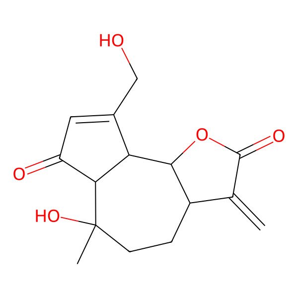 2D Structure of 6-Hydroxy-9-(hydroxymethyl)-6-methyl-3-methylidene-3a,4,5,6a,9a,9b-hexahydroazuleno[4,5-b]furan-2,7-dione