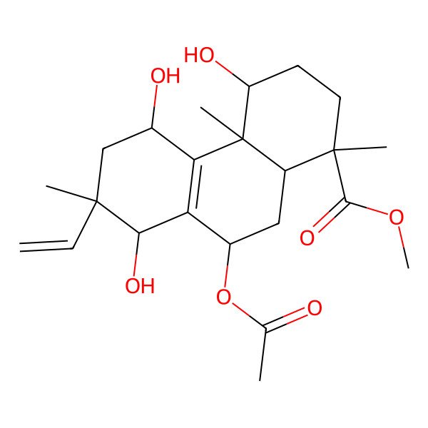 2D Structure of methyl 9-acetyloxy-7-ethenyl-4,5,8-trihydroxy-1,4a,7-trimethyl-3,4,5,6,8,9,10,10a-octahydro-2H-phenanthrene-1-carboxylate