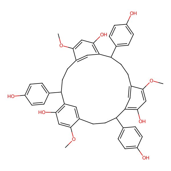 2D Structure of (4R,12R,20R)-4,12,20-tris(4-hydroxyphenyl)-8,16,24-trimethoxytetracyclo[19.3.1.15,9.113,17]heptacosa-1(25),5,7,9(27),13,15,17(26),21,23-nonaene-6,14,22-triol