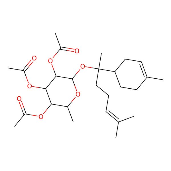 2D Structure of [(2R,3S,4S,5R,6S)-4,5-diacetyloxy-2-methyl-6-[(2S)-6-methyl-2-[(1S)-4-methylcyclohex-3-en-1-yl]hept-5-en-2-yl]oxyoxan-3-yl] acetate