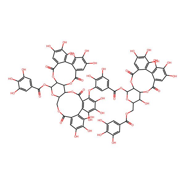 2D Structure of [(10R,11S,13R,14R,15S)-11-[3-[[(1R,2S,19R,20R,22R)-7,8,9,12,13,14,28,29,30,33,34,35-dodecahydroxy-4,17,25,38-tetraoxo-20-(3,4,5-trihydroxybenzoyl)oxy-3,18,21,24,39-pentaoxaheptacyclo[20.17.0.02,19.05,10.011,16.026,31.032,37]nonatriaconta-5,7,9,11,13,15,26,28,30,32(37),33,35-dodecaen-36-yl]oxy]-4,5-dihydroxybenzoyl]oxy-3,4,5,14,20,21,22-heptahydroxy-8,17-dioxo-9,12,16-trioxatetracyclo[16.4.0.02,7.010,15]docosa-1(22),2,4,6,18,20-hexaen-13-yl]methyl 3,4,5-trihydroxybenzoate