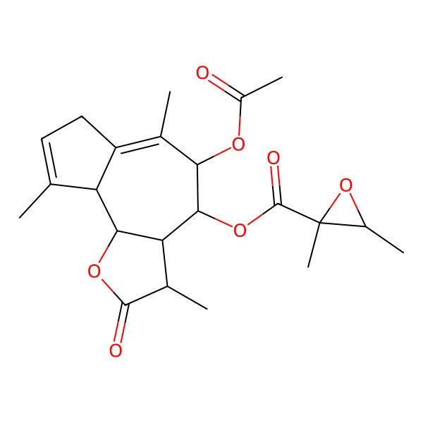 2D Structure of [(3S,3aS,4R,5R,9aS,9bR)-5-acetyloxy-3,6,9-trimethyl-2-oxo-3a,4,5,7,9a,9b-hexahydro-3H-azuleno[4,5-b]furan-4-yl] (2S,3R)-2,3-dimethyloxirane-2-carboxylate