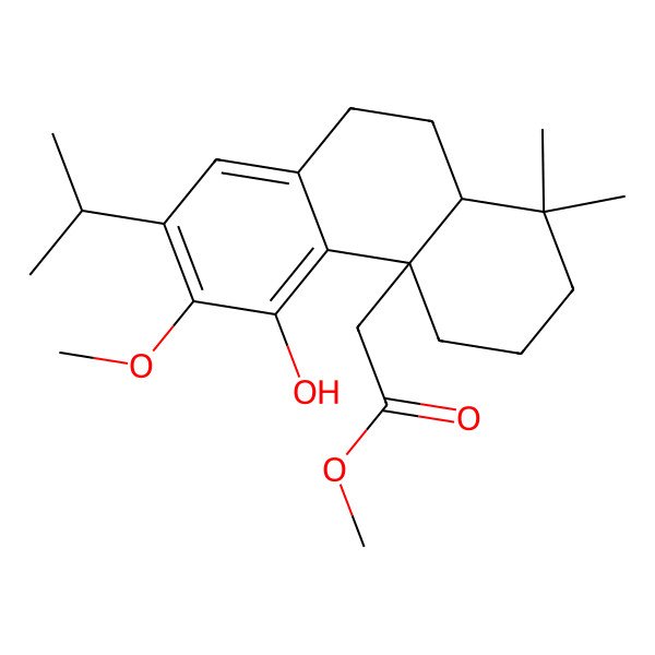 2D Structure of methyl 2-[(4aR,10aS)-5-hydroxy-6-methoxy-1,1-dimethyl-7-propan-2-yl-2,3,4,9,10,10a-hexahydrophenanthren-4a-yl]acetate