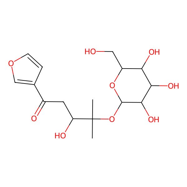 2D Structure of (3R)-1-(furan-3-yl)-3-hydroxy-4-methyl-4-[(2S,3R,4S,5S,6R)-3,4,5-trihydroxy-6-(hydroxymethyl)oxan-2-yl]oxypentan-1-one