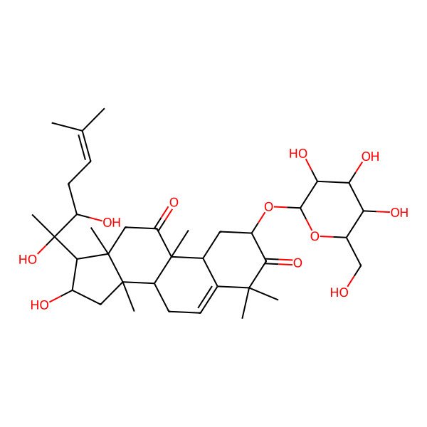 2D Structure of (2S,8S,9R,10R,13R,14S,16R,17R)-17-[(2R,3S)-2,3-dihydroxy-6-methylhept-5-en-2-yl]-16-hydroxy-4,4,9,13,14-pentamethyl-2-[(2S,3R,4S,5S,6R)-3,4,5-trihydroxy-6-(hydroxymethyl)oxan-2-yl]oxy-2,7,8,10,12,15,16,17-octahydro-1H-cyclopenta[a]phenanthrene-3,11-dione