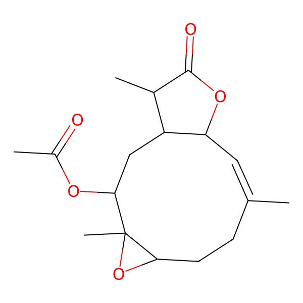 2D Structure of [(1S,3S,4S,6R,9Z,11S,14S)-4,9,14-trimethyl-13-oxo-5,12-dioxatricyclo[9.3.0.04,6]tetradec-9-en-3-yl] acetate