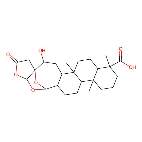 2D Structure of 2-Hydroxy-5,9,13-trimethyl-22-oxo-19,21,24-trioxahexacyclo[16.5.1.01,20.04,17.05,14.08,13]tetracosane-9-carboxylic acid