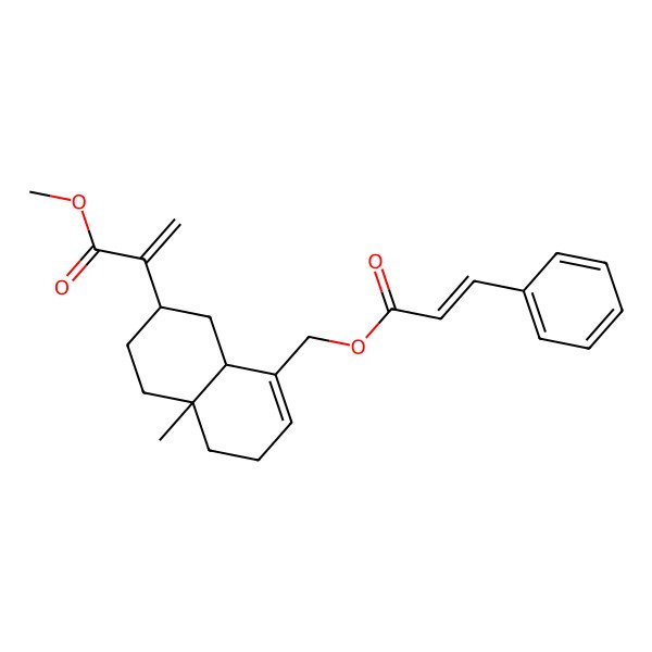 2D Structure of methyl 2-[4a-methyl-8-(3-phenylprop-2-enoyloxymethyl)-2,3,4,5,6,8a-hexahydro-1H-naphthalen-2-yl]prop-2-enoate