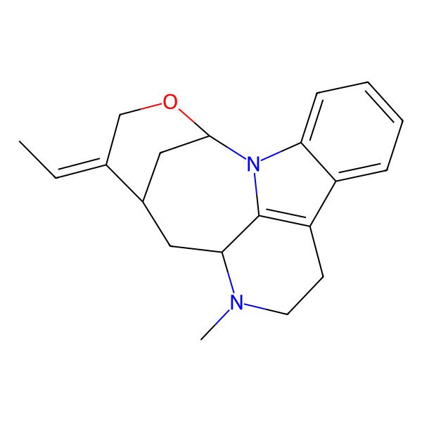 2D Structure of 5-Ethylidene-9-methyl-3-oxa-1,9-diazapentacyclo[10.6.1.12,6.08,19.013,18]icosa-12(19),13,15,17-tetraene