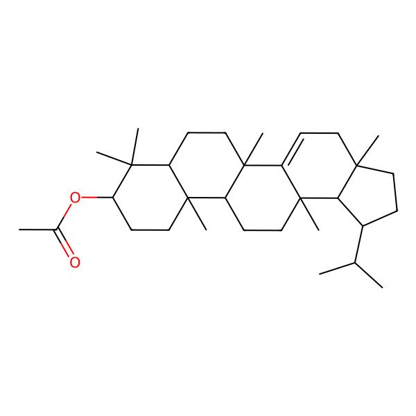 2D Structure of [(1R,3aR,5bR,7aR,9S,11aR,11bR,13aS,13bR)-3a,5b,8,8,11a,13a-hexamethyl-1-propan-2-yl-1,2,3,4,6,7,7a,9,10,11,11b,12,13,13b-tetradecahydrocyclopenta[a]chrysen-9-yl] acetate