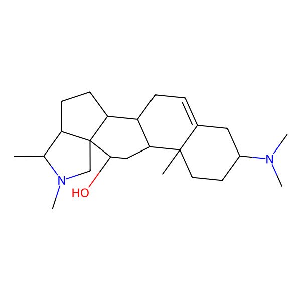 2D Structure of (1R,2S,5S,6S,9S,10S,12S,13R,16R)-16-(dimethylamino)-6,7,13-trimethyl-7-azapentacyclo[10.8.0.02,9.05,9.013,18]icos-18-en-10-ol