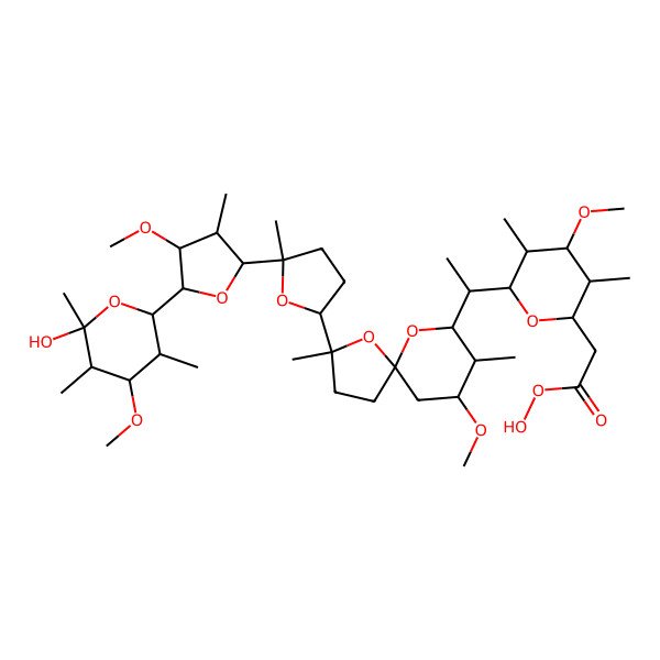 2D Structure of 2-[(2r,3r,4s,5r,6s)-6-[(1s)-1-[(2s,5r,7s,8r,9s)-2-[(5s)-5-[(2r,3s,4r,5r)-5-[(3s,4s,5r,6s)-6-Hydroxy-4-methoxy-3,5,6-trimethyl-tetrahydropyran-2-yl]-4-methoxy-3-methyl-tetrahydrofuran-2-yl]-5-methyl-tetrahydrofuran-2-yl]-9-methoxy-2,8-dimethyl-1,6-dioxaspi