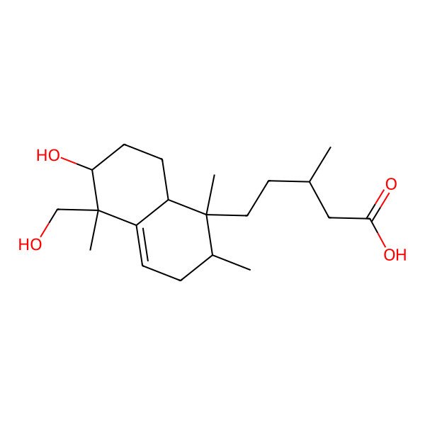 2D Structure of (3R)-5-[(1S,2R,5R,6S,8aR)-6-hydroxy-5-(hydroxymethyl)-1,2,5-trimethyl-2,3,6,7,8,8a-hexahydronaphthalen-1-yl]-3-methylpentanoic acid