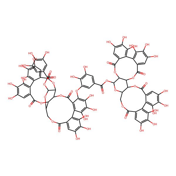 2D Structure of [(1R,3S,4R,21R,22S)-26-[5-[[(1R,2S,19R,20S,22R)-7,8,9,12,13,14,28,29,30,33,34,35-dodecahydroxy-4,17,25,38-tetraoxo-3,18,21,24,39-pentaoxaheptacyclo[20.17.0.02,19.05,10.011,16.026,31.032,37]nonatriaconta-5,7,9,11,13,15,26,28,30,32,34,36-dodecaen-20-yl]oxycarbonyl]-2,3-dihydroxyphenoxy]-9,10,11,14,15,16,27,28,29,32,33,34-dodecahydroxy-6,19,24,37-tetraoxo-2,5,20,23,38-pentaoxaheptacyclo[19.18.0.04,22.07,12.013,18.025,30.031,36]nonatriaconta-7,9,11,13,15,17,25(30),26,28,31,33,35-dodecaen-3-yl] 3,4,5-trihydroxybenzoate