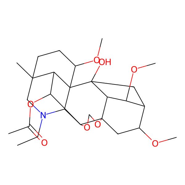 2D Structure of [(2S,5R,6S,8R,13S,16R)-14-ethyl-2-hydroxy-4,6,19-trimethoxy-16-methyl-9,11-dioxa-14-azaheptacyclo[10.7.2.12,5.01,13.03,8.08,12.016,20]docosan-21-yl] acetate