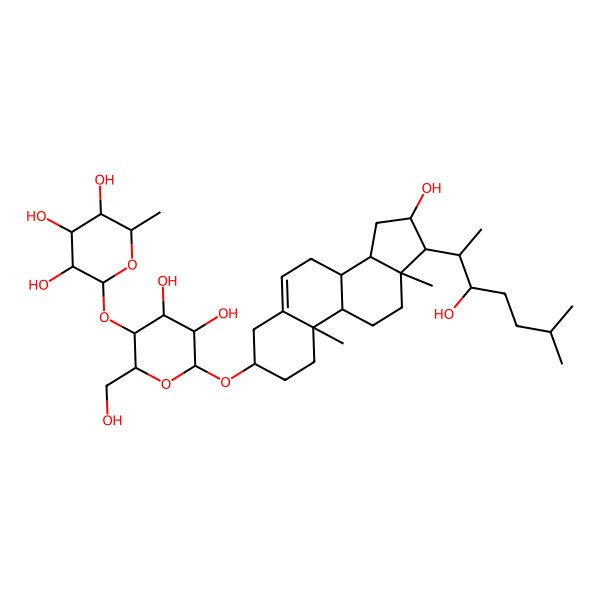 2D Structure of 2-[4,5-dihydroxy-6-[[16-hydroxy-17-(3-hydroxy-6-methylheptan-2-yl)-10,13-dimethyl-2,3,4,7,8,9,11,12,14,15,16,17-dodecahydro-1H-cyclopenta[a]phenanthren-3-yl]oxy]-2-(hydroxymethyl)oxan-3-yl]oxy-6-methyloxane-3,4,5-triol