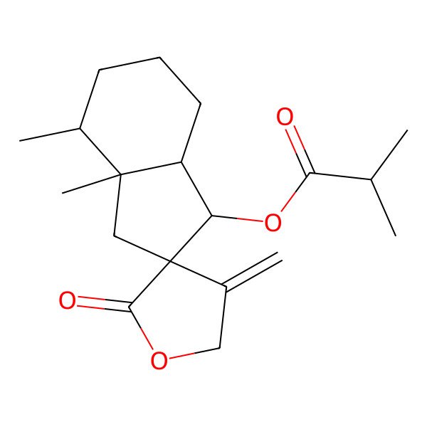 2D Structure of (3a,4-dimethyl-4'-methylidene-2'-oxospiro[3,4,5,6,7,7a-hexahydro-1H-indene-2,3'-oxolane]-1-yl) 2-methylpropanoate