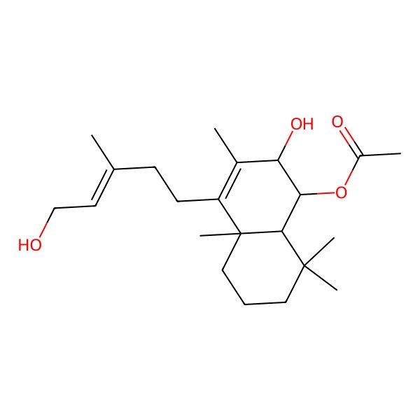 2D Structure of [2-Hydroxy-4-(5-hydroxy-3-methylpent-3-enyl)-3,4a,8,8-tetramethyl-1,2,5,6,7,8a-hexahydronaphthalen-1-yl] acetate