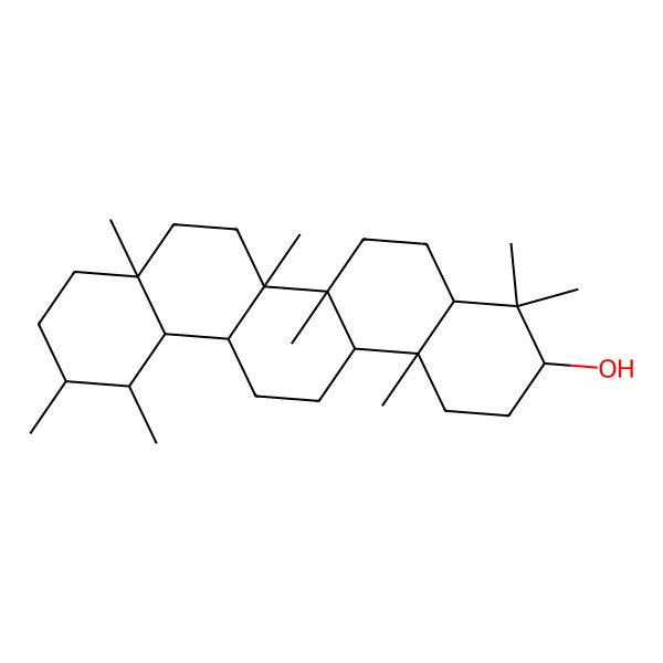 2D Structure of (3S,4aR,6aR,6aR,6bS,8aS,11R,12S,12aR,14aR,14bR)-4,4,6a,6b,8a,11,12,14b-octamethyl-2,3,4a,5,6,6a,7,8,9,10,11,12,12a,13,14,14a-hexadecahydro-1H-picen-3-ol