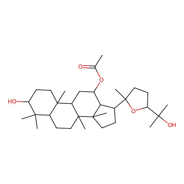 2D Structure of [(3R,5R,8R,9R,10R,12R,13R,14R,17S)-3-hydroxy-17-[(2S,5R)-5-(2-hydroxypropan-2-yl)-2-methyloxolan-2-yl]-4,4,8,10,14-pentamethyl-2,3,5,6,7,9,11,12,13,15,16,17-dodecahydro-1H-cyclopenta[a]phenanthren-12-yl] acetate