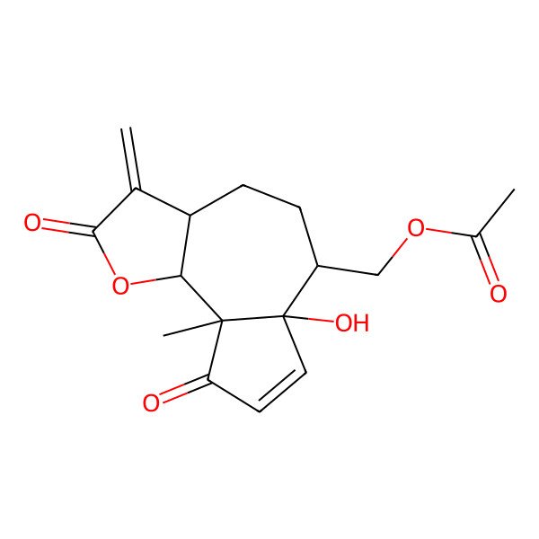 2D Structure of [(3aS,6R,6aS,9bR)-6a-hydroxy-9a-methyl-3-methylidene-2,9-dioxo-4,5,6,9b-tetrahydro-3aH-azuleno[4,5-b]furan-6-yl]methyl acetate