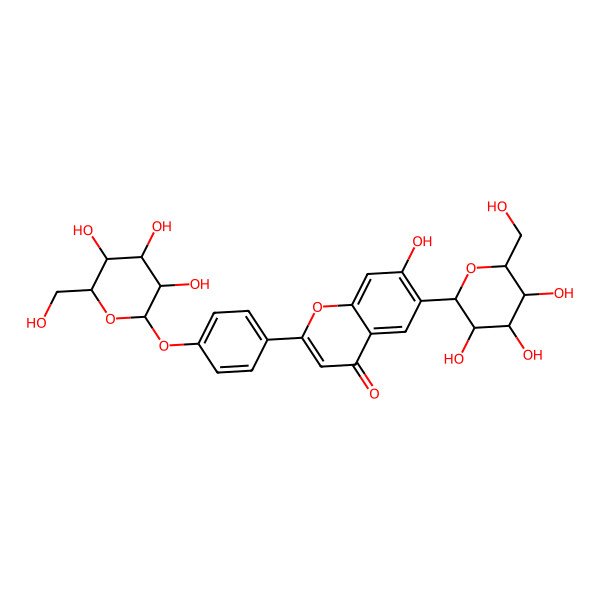 2D Structure of 7-Hydroxy-6-[3,4,5-trihydroxy-6-(hydroxymethyl)oxan-2-yl]-2-[4-[3,4,5-trihydroxy-6-(hydroxymethyl)oxan-2-yl]oxyphenyl]chromen-4-one