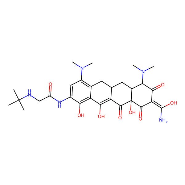 2D Structure of N-[(5aR,6aS,7S,9Z,10aS)-9-[amino(hydroxy)methylidene]-4,7-bis(dimethylamino)-1,10a,12-trihydroxy-8,10,11-trioxo-5a,6,6a,7-tetrahydro-5H-tetracen-2-yl]-2-(tert-butylamino)acetamide