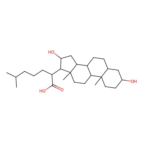 2D Structure of (2R)-2-[(3S,5S,8R,9S,10S,13S,14S,16R,17R)-3,16-dihydroxy-10,13-dimethyl-2,3,4,5,6,7,8,9,11,12,14,15,16,17-tetradecahydro-1H-cyclopenta[a]phenanthren-17-yl]-6-methylheptanoic acid