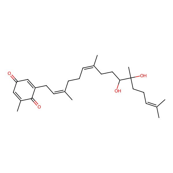 2D Structure of 2-(10,11-Dihydroxy-3,7,11,15-tetramethylhexadeca-2,6,14-trienyl)-6-methylcyclohexa-2,5-diene-1,4-dione