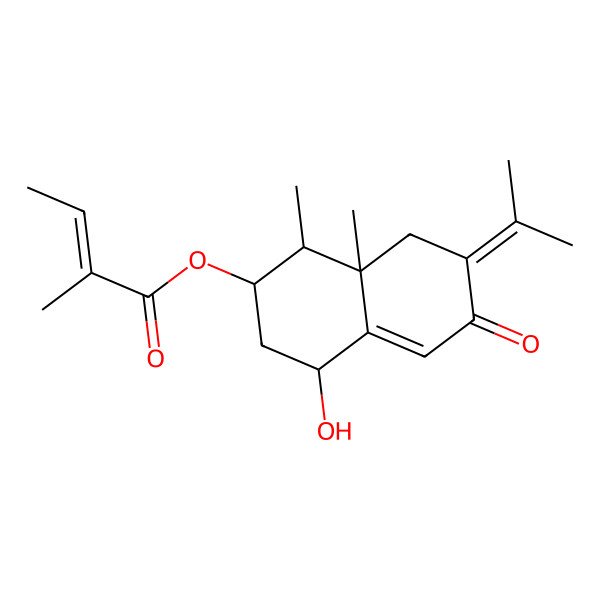 2D Structure of [(1R,2S,4R,8aR)-4-hydroxy-1,8a-dimethyl-6-oxo-7-propan-2-ylidene-2,3,4,8-tetrahydro-1H-naphthalen-2-yl] (Z)-2-methylbut-2-enoate