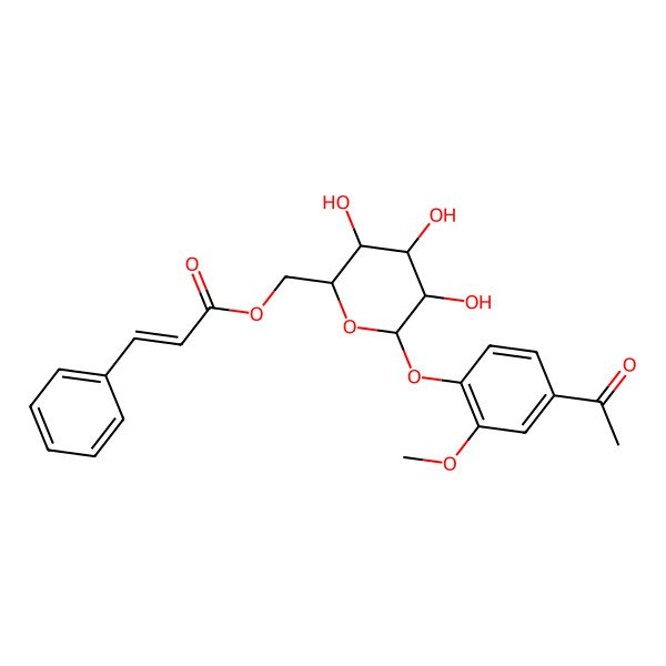 2D Structure of [(2R,3S,4S,5R,6S)-6-(4-acetyl-2-methoxyphenoxy)-3,4,5-trihydroxyoxan-2-yl]methyl (E)-3-phenylprop-2-enoate