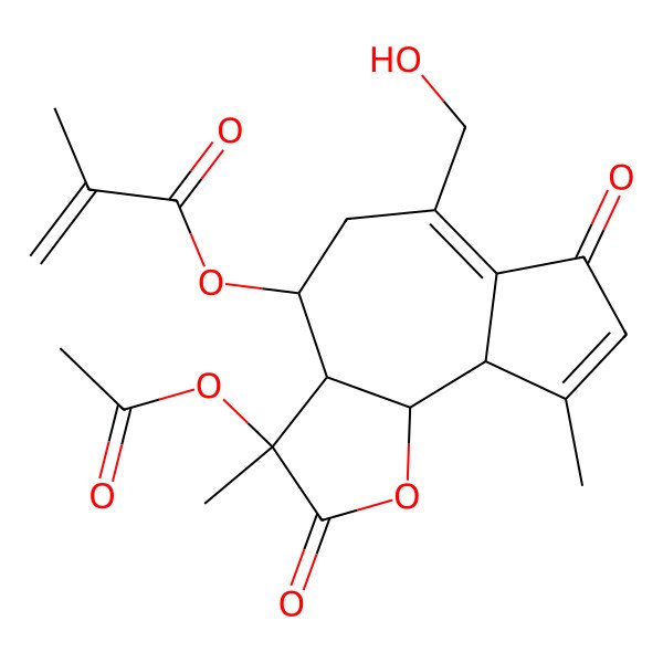 2D Structure of [(3S,3aR,4S,9aR,9bS)-3-acetyloxy-6-(hydroxymethyl)-3,9-dimethyl-2,7-dioxo-4,5,9a,9b-tetrahydro-3aH-azuleno[4,5-b]furan-4-yl] 2-methylprop-2-enoate