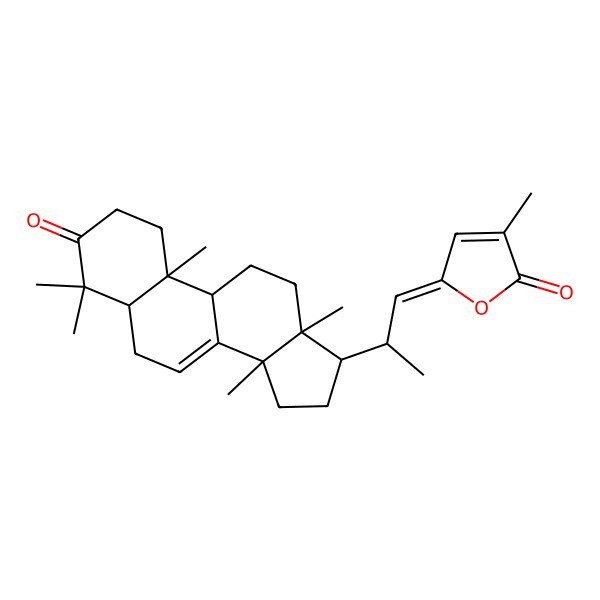 2D Structure of (5Z)-3-methyl-5-[(2S)-2-[(5S,9S,10R,13R,14R,17R)-4,4,10,13,14-pentamethyl-3-oxo-1,2,5,6,9,11,12,15,16,17-decahydrocyclopenta[a]phenanthren-17-yl]propylidene]furan-2-one