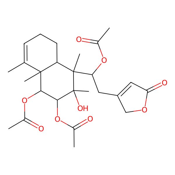 2D Structure of [(1R,2S,3R,4S,4aS,8aR)-2-acetyloxy-4-[(1S)-1-acetyloxy-2-(5-oxo-2H-furan-3-yl)ethyl]-3-hydroxy-3,4,8,8a-tetramethyl-2,4a,5,6-tetrahydro-1H-naphthalen-1-yl] acetate