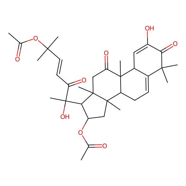 2D Structure of [17-(6-acetyloxy-2-hydroxy-6-methyl-3-oxohept-4-en-2-yl)-2-hydroxy-4,4,9,13,14-pentamethyl-3,11-dioxo-8,10,12,15,16,17-hexahydro-7H-cyclopenta[a]phenanthren-16-yl] acetate
