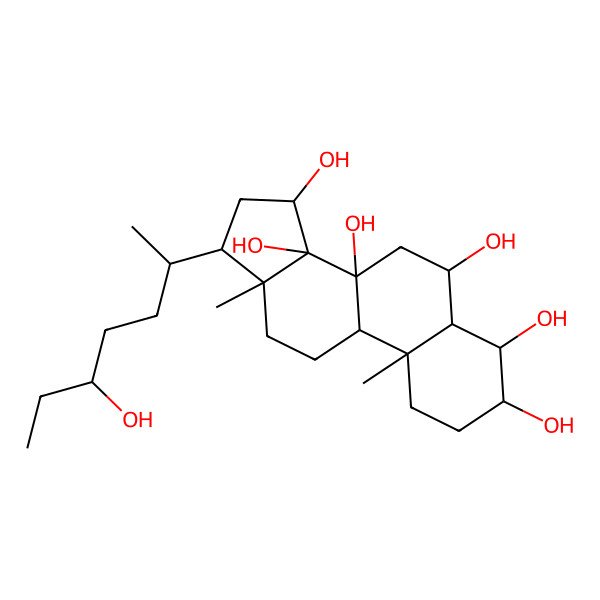 2D Structure of (3S,4R,5S,6S,8S,9R,10S,13R,14R,15S,17R)-17-[(2R,5R)-5-hydroxyheptan-2-yl]-10,13-dimethyl-2,3,4,5,6,7,9,11,12,15,16,17-dodecahydro-1H-cyclopenta[a]phenanthrene-3,4,6,8,14,15-hexol