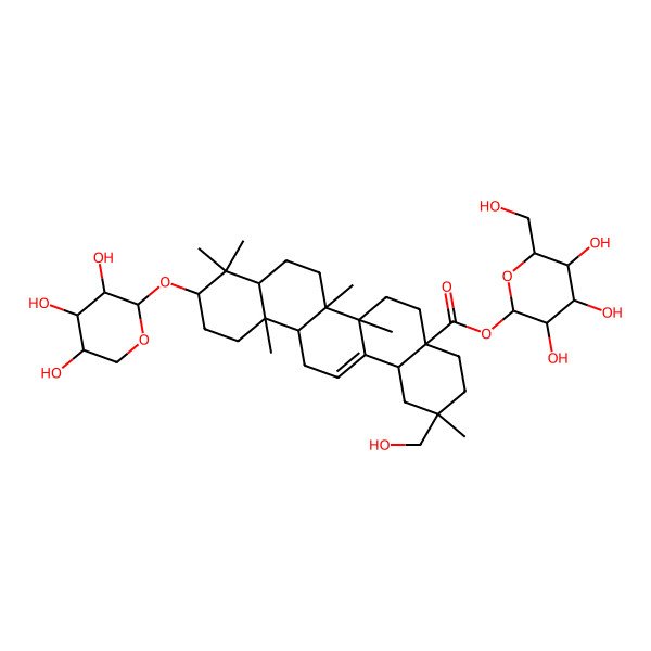 2D Structure of [3,4,5-Trihydroxy-6-(hydroxymethyl)oxan-2-yl] 2-(hydroxymethyl)-2,6a,6b,9,9,12a-hexamethyl-10-(3,4,5-trihydroxyoxan-2-yl)oxy-1,3,4,5,6,6a,7,8,8a,10,11,12,13,14b-tetradecahydropicene-4a-carboxylate