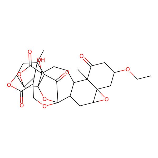 2D Structure of 8-Ethoxy-15-hydroxy-11,18,21-trimethyl-5,17,24,28,29-pentaoxanonacyclo[17.9.1.11,20.02,12.04,6.06,11.015,19.018,23.021,26]triacontane-10,16,25,30-tetrone