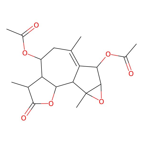 2D Structure of [(1S,2S,5R,6R,7R,11S,12R,14S)-11-acetyloxy-5,9,14-trimethyl-4-oxo-3,13-dioxatetracyclo[8.4.0.02,6.012,14]tetradec-9-en-7-yl] acetate