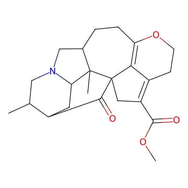 2D Structure of methyl (1R,2S,3R,5R,6S,10S)-2,6-dimethyl-21-oxo-14-oxa-8-azahexacyclo[11.6.1.11,5.02,10.03,8.017,20]henicosa-13(20),17-diene-18-carboxylate