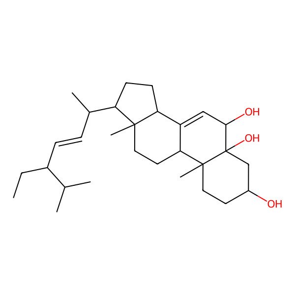 2D Structure of 17-(5-Ethyl-6-methylhept-3-en-2-yl)-10,13-dimethyl-1,2,3,4,6,9,11,12,14,15,16,17-dodecahydrocyclopenta[a]phenanthrene-3,5,6-triol