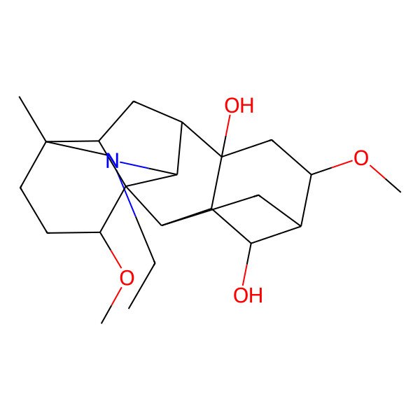 2D Structure of (1S,2R,3R,4S,5S,6S,8S,9S,10R,13R,16S,17R)-11-ethyl-6,16-dimethoxy-13-methyl-11-azahexacyclo[7.7.2.12,5.01,10.03,8.013,17]nonadecane-4,8-diol