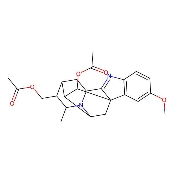 2D Structure of [(1R,10S,12S,13S,14S,16S,17S,18R)-18-acetyloxy-4-methoxy-14-methyl-8,15-diazahexacyclo[14.2.1.01,9.02,7.010,15.012,17]nonadeca-2(7),3,5,8-tetraen-13-yl]methyl acetate