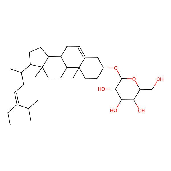 2D Structure of 2-[[17-(5-ethyl-6-methylhept-4-en-2-yl)-10,13-dimethyl-2,3,4,7,8,9,11,12,14,15,16,17-dodecahydro-1H-cyclopenta[a]phenanthren-3-yl]oxy]-6-(hydroxymethyl)oxane-3,4,5-triol